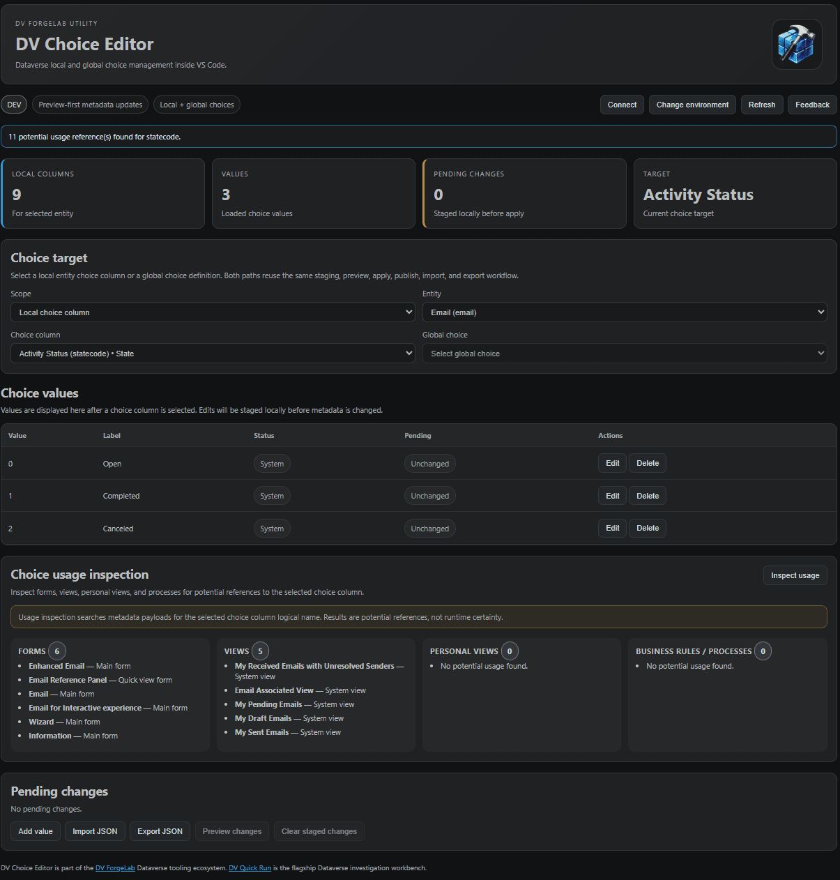 DV Choice Editor screenshot